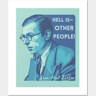 Jean-Paul Sartre Portrait and Quote Posters and Art